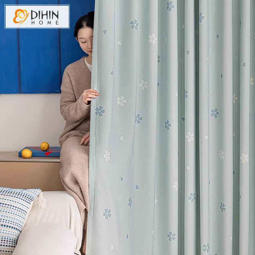 DIHIN HOME Pastoral Blue Flowers Printed,Blackout Grommet Window Curtain for Living Room Roman Shades Curtains Window Blinds custom curtains blackout curtains curtains for living room sheer curtains curtain fabric linen curtains kitchen curtains velvet curtains pinch pleat curtains bay window curtains outdoor curtains pleated curtains floral curtains dining room curtains kitchen valances drapes for bedroom patio curtains nursery curtains grommet curtains