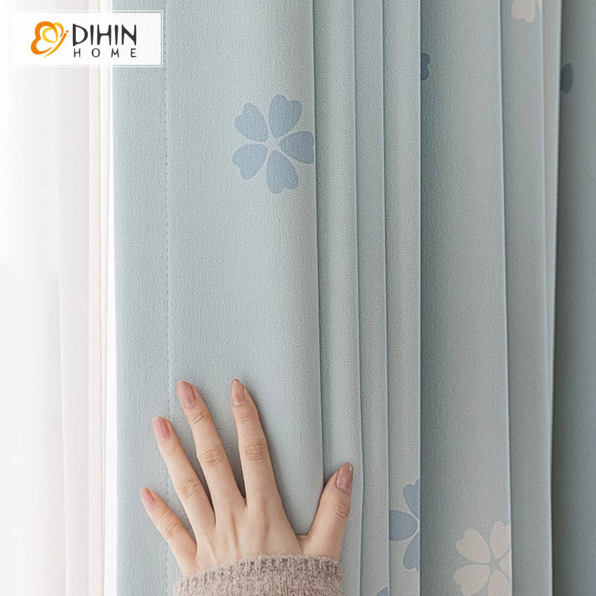 DIHIN HOME Pastoral Blue Flowers Printed,Blackout Grommet Window Curtain for Living Room Roman Shades Curtains Window Blinds custom curtains blackout curtains curtains for living room sheer curtains curtain fabric linen curtains kitchen curtains velvet curtains pinch pleat curtains bay window curtains outdoor curtains pleated curtains floral curtains dining room curtains kitchen valances drapes for bedroom patio curtains nursery curtains grommet curtains