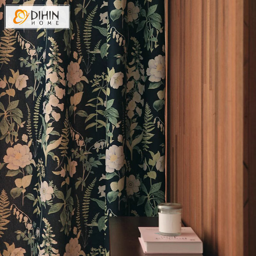 DIHIN HOME Pastoral Blue Flowers Printed,Grommet Window Curtain for Living Room,Customzied Curtains Roman Shades Curtains Window Blinds custom curtains blackout curtains curtains for living room sheer curtains curtain fabric linen curtains kitchen curtains velvet curtains pinch pleat curtains bay window curtains outdoor curtains pleated curtains floral curtains dining room curtains kitchen valances drapes for bedroom patio curtains nursery curtains grommet curtains