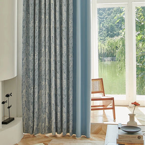 DIHIN HOME Pastoral Blue Leaves Printed,Blackout Grommet Window Curtain Customized Curtain Drapes for Living Room Roman Shades Curtains Window Blinds custom curtains blackout curtains curtains for living room sheer curtains curtain fabric linen curtains kitchen curtains velvet curtains pinch pleat curtains bay window curtains outdoor curtains pleated curtains floral curtains dining room curtains kitchen valances drapes for bedroom patio curtains nursery curtains grommet curtains