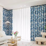 DIHIN HOME Pastoral Blue Leaves Printed,Blackout Grommet Window Curtain for Living Room,52x63-inch,1 Panel Roman Shades Curtains Window Blinds custom curtains blackout curtains curtains for living room sheer curtains curtain fabric linen curtains kitchen curtains velvet curtains pinch pleat curtains bay window curtains outdoor curtains pleated curtains floral curtains dining room curtains kitchen valances drapes for bedroom patio curtains nursery curtains grommet curtains