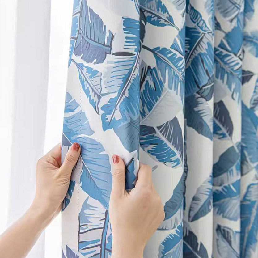 DIHIN HOME Pastoral Blue Leaves Printed,Blackout Grommet Window Curtain for Living Room,52x63-inch,1 Panel Roman Shades Curtains Window Blinds custom curtains blackout curtains curtains for living room sheer curtains curtain fabric linen curtains kitchen curtains velvet curtains pinch pleat curtains bay window curtains outdoor curtains pleated curtains floral curtains dining room curtains kitchen valances drapes for bedroom patio curtains nursery curtains grommet curtains