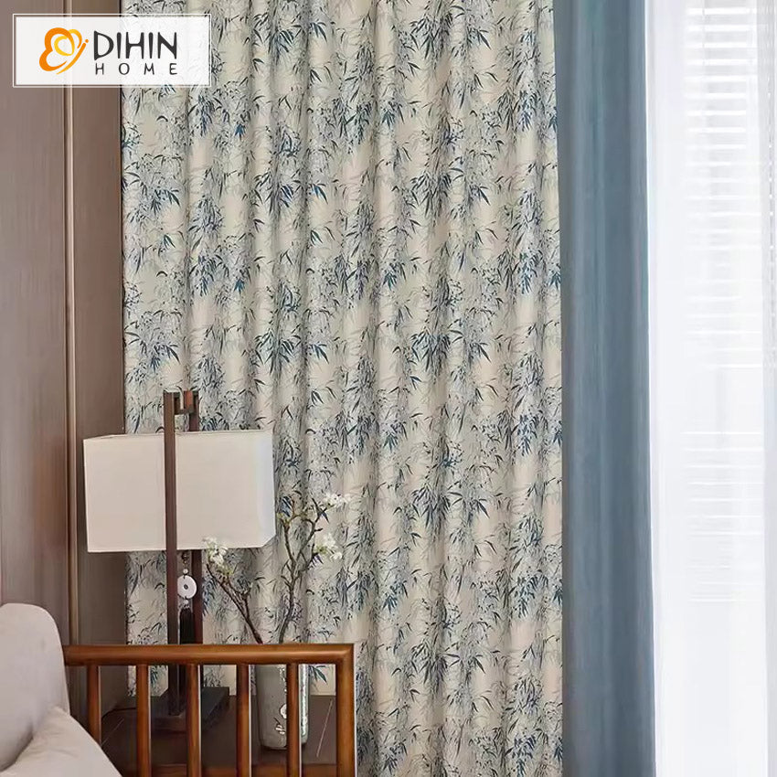 DIHIN HOME Pastoral Blue Leaves Printed,Blackout Grommet Window Curtain for Living Room ,52x63-inch,1 Panel Roman Shades Curtains Window Blinds custom curtains blackout curtains curtains for living room sheer curtains curtain fabric linen curtains kitchen curtains velvet curtains pinch pleat curtains bay window curtains outdoor curtains pleated curtains floral curtains dining room curtains kitchen valances drapes for bedroom patio curtains nursery curtains grommet curtains