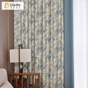 DIHIN HOME Pastoral Blue Leaves Printed,Blackout Grommet Window Curtain for Living Room ,52x63-inch,1 Panel Roman Shades Curtains Window Blinds custom curtains blackout curtains curtains for living room sheer curtains curtain fabric linen curtains kitchen curtains velvet curtains pinch pleat curtains bay window curtains outdoor curtains pleated curtains floral curtains dining room curtains kitchen valances drapes for bedroom patio curtains nursery curtains grommet curtains
