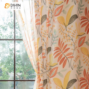 DIHIN HOME Pastoral Colorful Leaves Printed,Grommet Window Curtain for Living Room,Customzied Curtains Roman Shades Curtains Window Blinds custom curtains blackout curtains curtains for living room sheer curtains curtain fabric linen curtains kitchen curtains velvet curtains pinch pleat curtains bay window curtains outdoor curtains pleated curtains floral curtains dining room curtains kitchen valances drapes for bedroom patio curtains nursery curtains grommet curtains