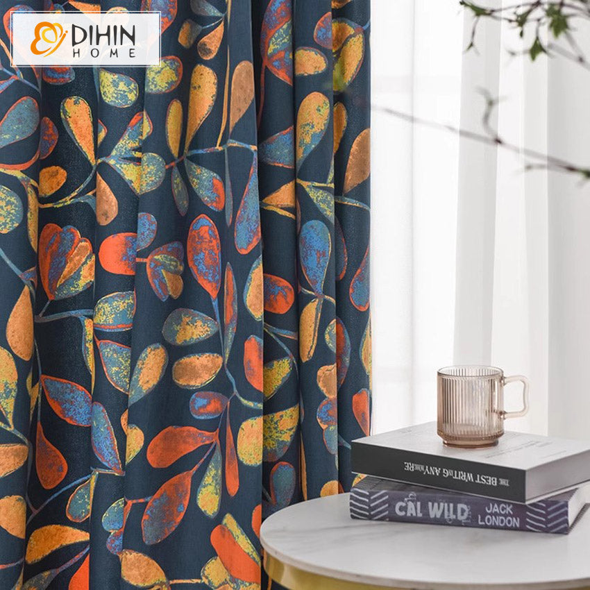 DIHIN HOME Pastoral Colorful Leaves Printed,Half Blackout Grommet Window Curtain for Living Room ,52x63-inch,1 Panel Roman Shades Curtains Window Blinds custom curtains blackout curtains curtains for living room sheer curtains curtain fabric linen curtains kitchen curtains velvet curtains pinch pleat curtains bay window curtains outdoor curtains pleated curtains floral curtains dining room curtains kitchen valances drapes for bedroom patio curtains nursery curtains grommet curtains