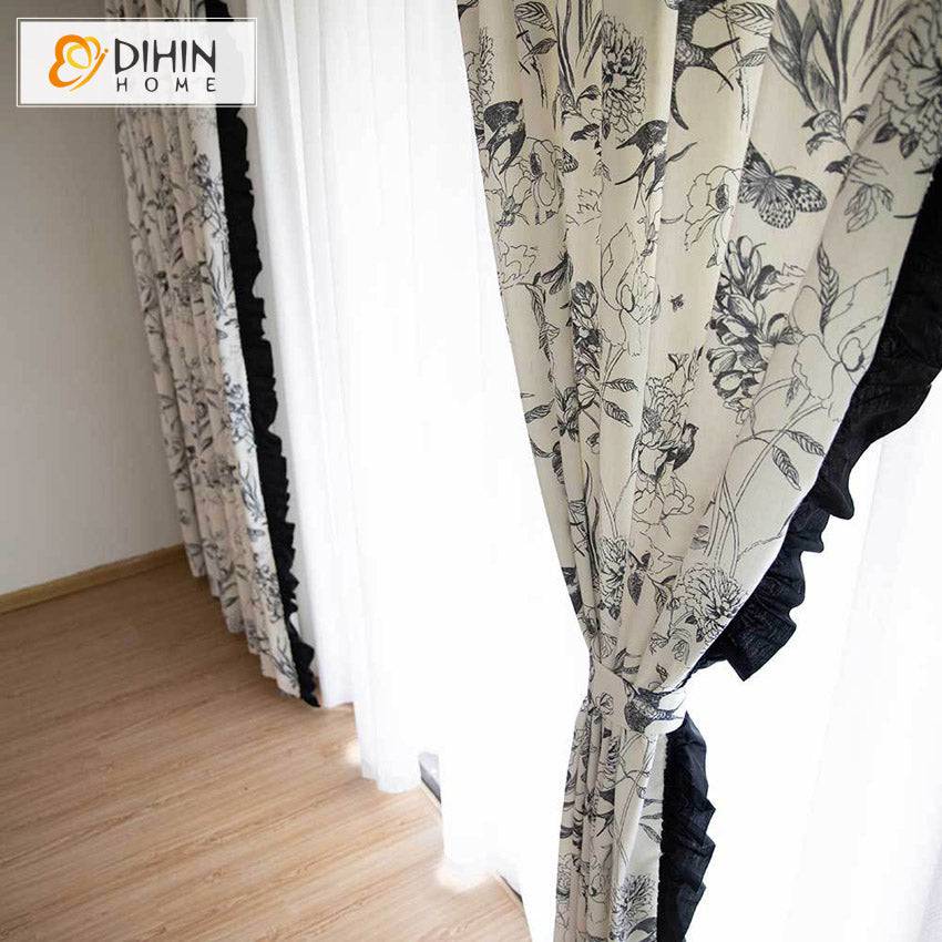 DIHIN HOME Pastoral Cotton Linen Fabric Printed,Half Blackout Grommet Window Curtain for Living Room ,52x63-inch,1 Panel Roman Shades Curtains Window Blinds custom curtains blackout curtains curtains for living room sheer curtains curtain fabric linen curtains kitchen curtains velvet curtains pinch pleat curtains bay window curtains outdoor curtains pleated curtains floral curtains dining room curtains kitchen valances drapes for bedroom patio curtains nursery curtains grommet curtains