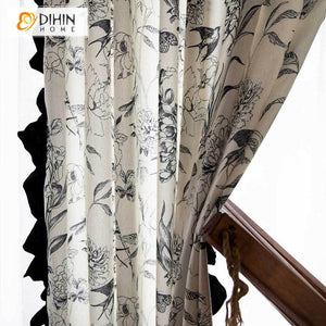 DIHIN HOME Pastoral Cotton Linen Fabric Printed,Half Blackout Grommet Window Curtain for Living Room ,52x63-inch,1 Panel Roman Shades Curtains Window Blinds custom curtains blackout curtains curtains for living room sheer curtains curtain fabric linen curtains kitchen curtains velvet curtains pinch pleat curtains bay window curtains outdoor curtains pleated curtains floral curtains dining room curtains kitchen valances drapes for bedroom patio curtains nursery curtains grommet curtains