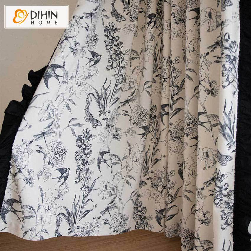 DIHIN HOME Pastoral Cotton Linen Fabric Printed,Half Blackout Grommet Window Curtain for Living Room ,52x63-inch,1 Panel Roman Shades Curtains Window Blinds custom curtains blackout curtains curtains for living room sheer curtains curtain fabric linen curtains kitchen curtains velvet curtains pinch pleat curtains bay window curtains outdoor curtains pleated curtains floral curtains dining room curtains kitchen valances drapes for bedroom patio curtains nursery curtains grommet curtains