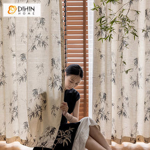 DIHIN HOME Pastoral Cotton Linen Leaves Printed,Blackout Grommet Window Curtain for Living Room ,52x63-inch,1 Panel Roman Shades Curtains Window Blinds custom curtains blackout curtains curtains for living room sheer curtains curtain fabric linen curtains kitchen curtains velvet curtains pinch pleat curtains bay window curtains outdoor curtains pleated curtains floral curtains dining room curtains kitchen valances drapes for bedroom patio curtains nursery curtains grommet curtains