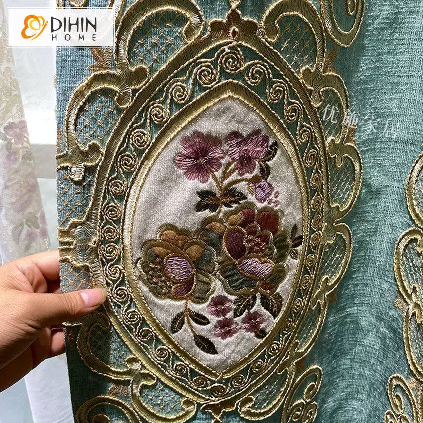 DIHIN HOME Pastoral Emboridered,Blackout Curtains Grommet Window Curtain for Living Room ,52x84-inch,1 Panel Roman Shades Curtains Window Blinds custom curtains blackout curtains curtains for living room sheer curtains curtain fabric linen curtains kitchen curtains velvet curtains pinch pleat curtains bay window curtains outdoor curtains pleated curtains floral curtains dining room curtains kitchen valances drapes for bedroom patio curtains nursery curtains grommet curtains