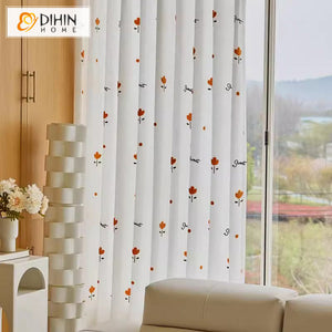 DIHIN HOME Pastoral Flowers Embroidered,Blackout Grommet Window Sheer Curtain for Living Room,52x63-inch,1 Panel Roman Shades Curtains Window Blinds custom curtains blackout curtains curtains for living room sheer curtains curtain fabric linen curtains kitchen curtains velvet curtains pinch pleat curtains bay window curtains outdoor curtains pleated curtains floral curtains dining room curtains kitchen valances drapes for bedroom patio curtains nursery curtains grommet curtains