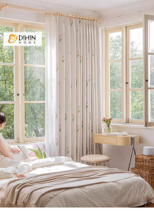 DIHIN HOME Pastoral Flowers Printed,Blackout Grommet Window Curtain for Living Room ,52x63-inch,1 Panel Roman Shades Curtains Window Blinds custom curtains blackout curtains curtains for living room sheer curtains curtain fabric linen curtains kitchen curtains velvet curtains pinch pleat curtains bay window curtains outdoor curtains pleated curtains floral curtains dining room curtains kitchen valances drapes for bedroom patio curtains nursery curtains grommet curtains