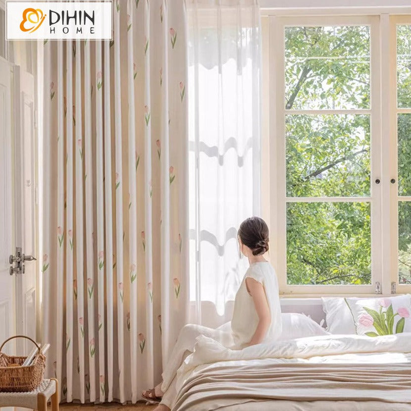DIHIN HOME Pastoral Flowers Printed,Blackout Grommet Window Curtain for Living Room ,52x63-inch,1 Panel Roman Shades Curtains Window Blinds custom curtains blackout curtains curtains for living room sheer curtains curtain fabric linen curtains kitchen curtains velvet curtains pinch pleat curtains bay window curtains outdoor curtains pleated curtains floral curtains dining room curtains kitchen valances drapes for bedroom patio curtains nursery curtains grommet curtains