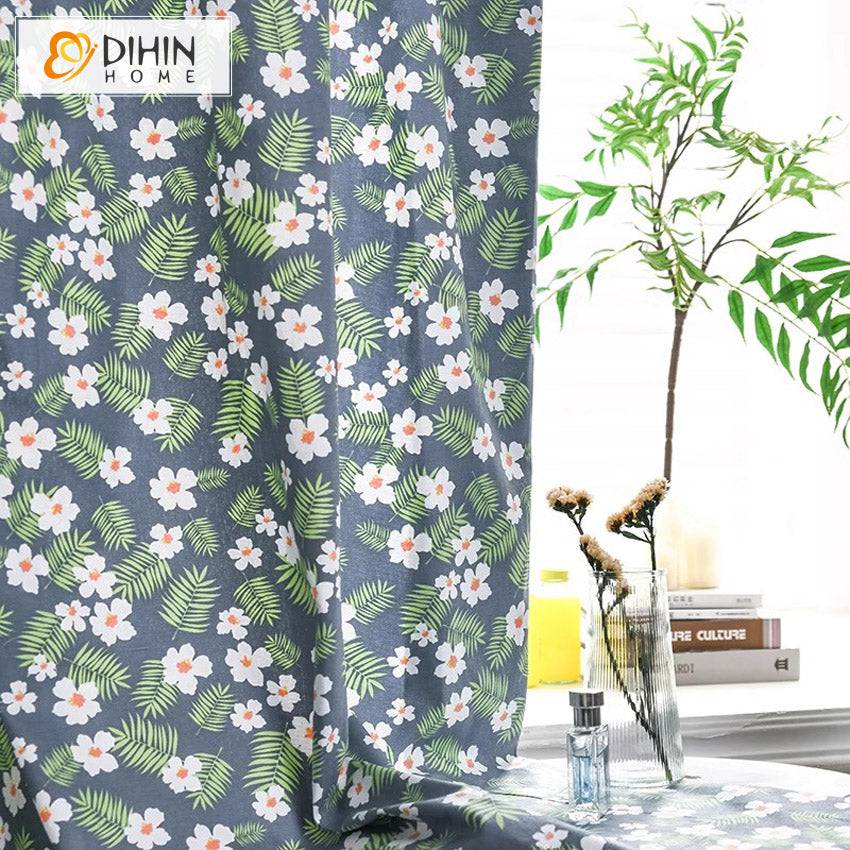 DIHIN HOME Pastoral Flowers Printed,Half Blackout Grommet Window Curtain for Living Room ,52x63-inch,1 Panel Roman Shades Curtains Window Blinds custom curtains blackout curtains curtains for living room sheer curtains curtain fabric linen curtains kitchen curtains velvet curtains pinch pleat curtains bay window curtains outdoor curtains pleated curtains floral curtains dining room curtains kitchen valances drapes for bedroom patio curtains nursery curtains grommet curtains