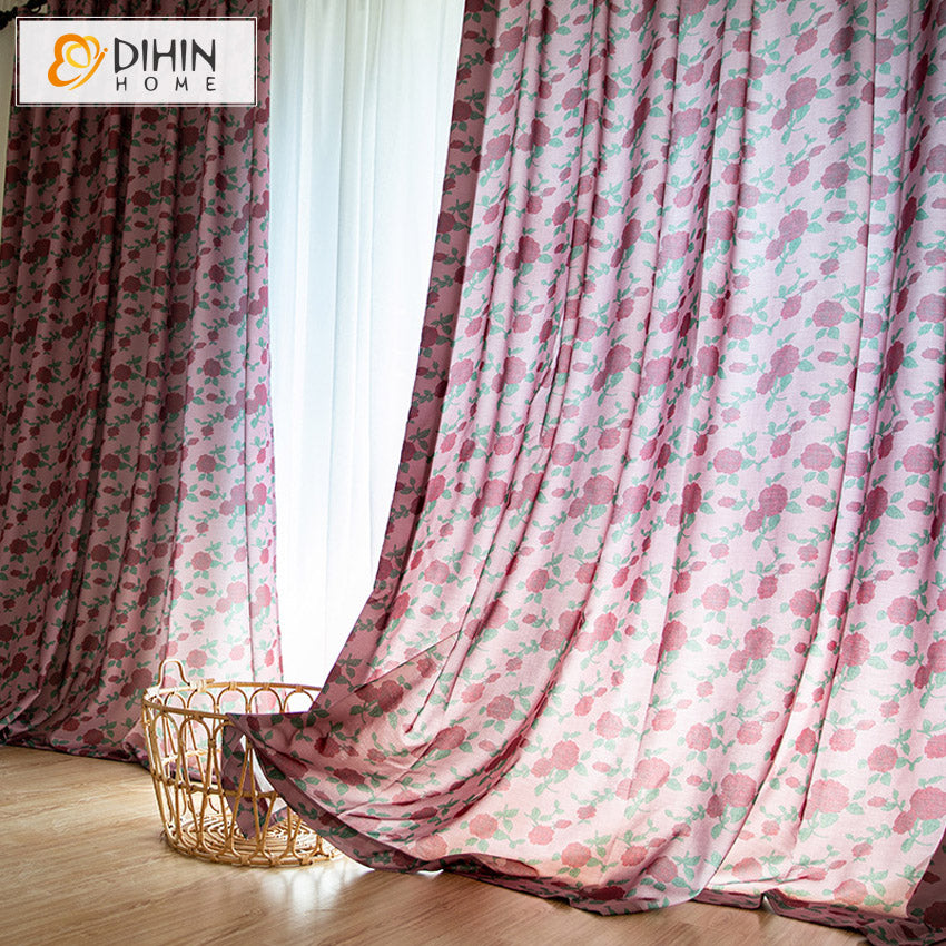 DIHIN HOME Pastoral Flowes Printed,Half Blackout Grommet Window Curtain for Living Room ,52x63-inch,1 Panel Roman Shades Curtains Window Blinds custom curtains blackout curtains curtains for living room sheer curtains curtain fabric linen curtains kitchen curtains velvet curtains pinch pleat curtains bay window curtains outdoor curtains pleated curtains floral curtains dining room curtains kitchen valances drapes for bedroom patio curtains nursery curtains grommet curtains