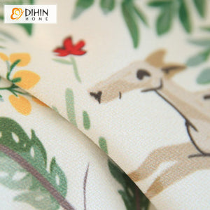 DIHIN HOME Pastoral Forest Fox Printed,Grommet Window Curtain for Living Room,52x63-inch,1 Panel Roman Shades Curtains Window Blinds custom curtains blackout curtains curtains for living room sheer curtains curtain fabric linen curtains kitchen curtains velvet curtains pinch pleat curtains bay window curtains outdoor curtains pleated curtains floral curtains dining room curtains kitchen valances drapes for bedroom patio curtains nursery curtains grommet curtains