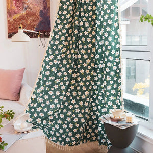 DIHIN HOME Pastoral Green Fabric White Flowers Printed,Blackout Grommet Window Curtain for Living Room ,52x63-inch,1 Panel Roman Shades Curtains Window Blinds custom curtains blackout curtains curtains for living room sheer curtains curtain fabric linen curtains kitchen curtains velvet curtains pinch pleat curtains bay window curtains outdoor curtains pleated curtains floral curtains dining room curtains kitchen valances drapes for bedroom patio curtains nursery curtains grommet curtains