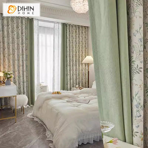 DIHIN HOME Pastoral Green Flowers Printed,Blackout Grommet Window Curtain for Living Room ,52x63-inch,1 Panel Roman Shades Curtains Window Blinds custom curtains blackout curtains curtains for living room sheer curtains curtain fabric linen curtains kitchen curtains velvet curtains pinch pleat curtains bay window curtains outdoor curtains pleated curtains floral curtains dining room curtains kitchen valances drapes for bedroom patio curtains nursery curtains grommet curtains
