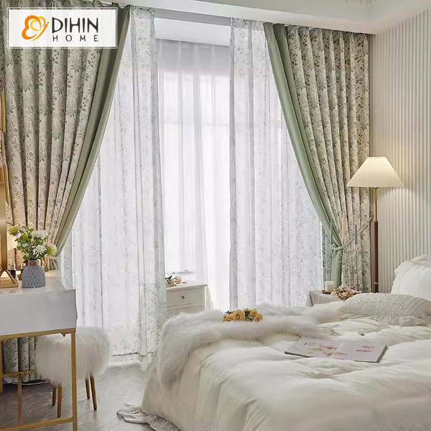 DIHIN HOME Pastoral Green Flowers Printed,Blackout Grommet Window Curtain for Living Room ,52x63-inch,1 Panel Roman Shades Curtains Window Blinds custom curtains blackout curtains curtains for living room sheer curtains curtain fabric linen curtains kitchen curtains velvet curtains pinch pleat curtains bay window curtains outdoor curtains pleated curtains floral curtains dining room curtains kitchen valances drapes for bedroom patio curtains nursery curtains grommet curtains