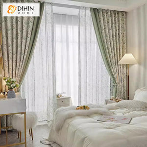 DIHIN HOME Pastoral Green Flowers Printed,Blackout Grommet Window Curtain for Living Room ,52x63-inch,1 Panel Roman Shades Curtains Window Blinds custom curtains blackout curtains curtains for living room sheer curtains curtain fabric linen curtains kitchen curtains velvet curtains pinch pleat curtains bay window curtains outdoor curtains pleated curtains floral curtains dining room curtains kitchen valances drapes for bedroom patio curtains nursery curtains grommet curtains