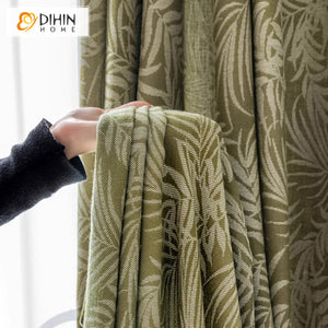 DIHIN HOME Pastoral Green Leaves Jacquard,Blackout Grommet Window Curtain For Living Room ,52x63-inch,1  Panel Roman Shades Curtains Window Blinds custom curtains blackout curtains curtains for living room sheer curtains curtain fabric linen curtains kitchen curtains velvet curtains pinch pleat curtains bay window curtains outdoor curtains pleated curtains floral curtains dining room curtains kitchen valances drapes for bedroom patio curtains nursery curtains grommet curtains