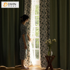 DIHIN HOME Pastoral Green Leaves Printed,Grommet Window Curtain for Living Room,52x63-inch,1 Panel Roman Shades Curtains Window Blinds custom curtains blackout curtains curtains for living room sheer curtains curtain fabric linen curtains kitchen curtains velvet curtains pinch pleat curtains bay window curtains outdoor curtains pleated curtains floral curtains dining room curtains kitchen valances drapes for bedroom patio curtains nursery curtains grommet curtains