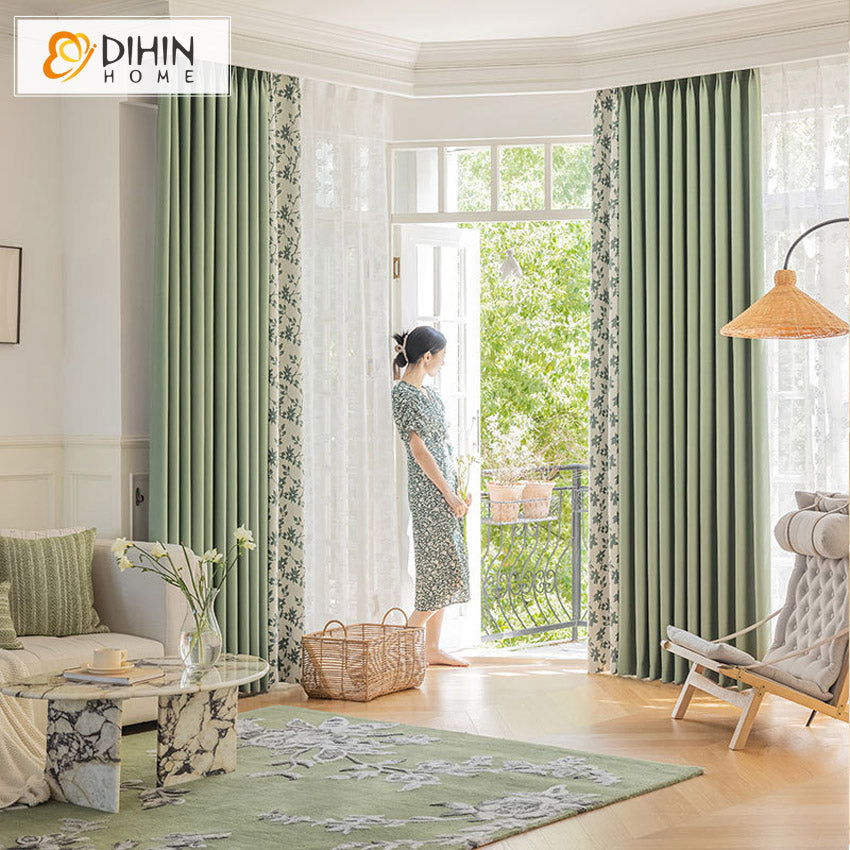 DIHIN HOME Pastoral Green Leaves Printed,Grommet Window Curtain for Living Room,52x63-inch,1 Panel Roman Shades Curtains Window Blinds custom curtains blackout curtains curtains for living room sheer curtains curtain fabric linen curtains kitchen curtains velvet curtains pinch pleat curtains bay window curtains outdoor curtains pleated curtains floral curtains dining room curtains kitchen valances drapes for bedroom patio curtains nursery curtains grommet curtains