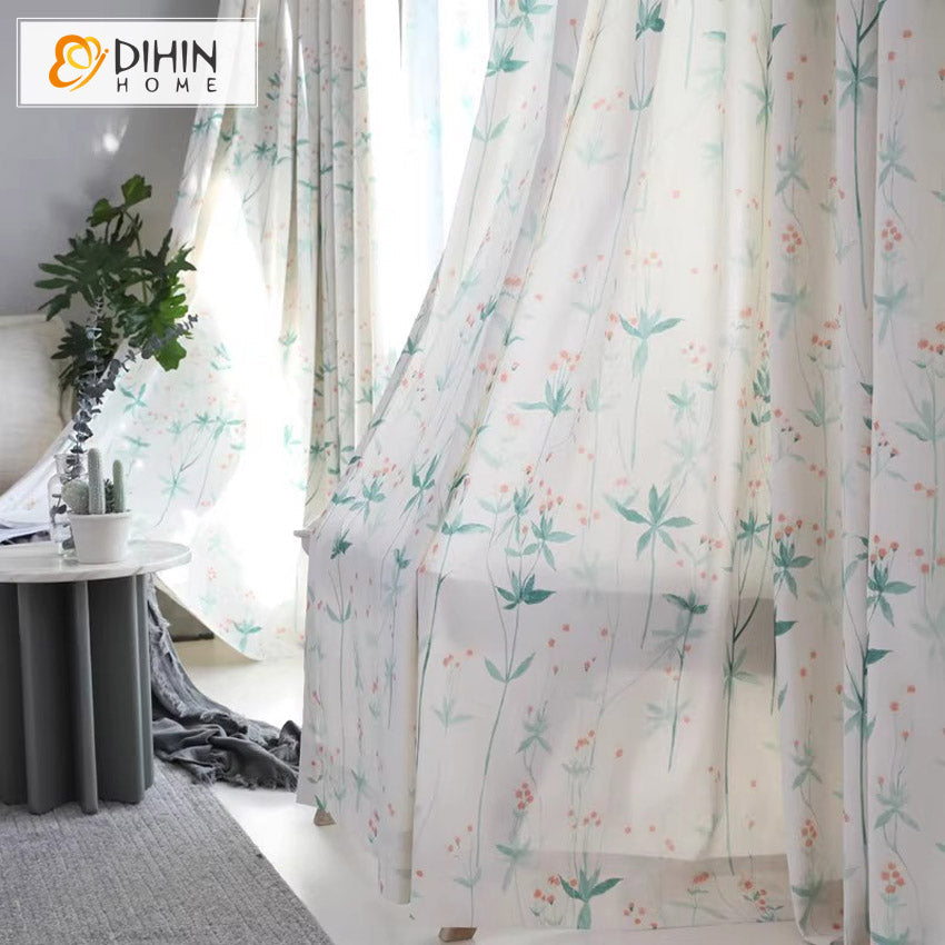 DIHIN HOME Pastoral Green Leaves Printed,Grommet Window Curtain for Living Room,Customzied Curtains Roman Shades Curtains Window Blinds custom curtains blackout curtains curtains for living room sheer curtains curtain fabric linen curtains kitchen curtains velvet curtains pinch pleat curtains bay window curtains outdoor curtains pleated curtains floral curtains dining room curtains kitchen valances drapes for bedroom patio curtains nursery curtains grommet curtains