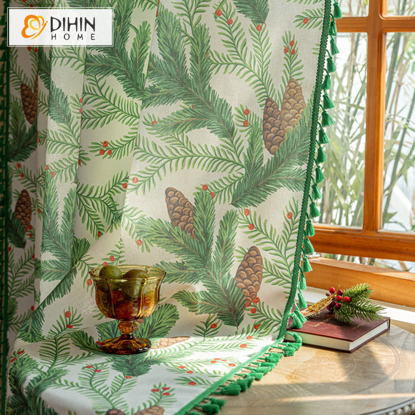 DIHIN HOME Pastoral Green Pine Cone Printed,Blackout Grommet Window Curtain for Living Room ,52x63-inch,1 Panel Roman Shades Curtains Window Blinds custom curtains blackout curtains curtains for living room sheer curtains curtain fabric linen curtains kitchen curtains velvet curtains pinch pleat curtains bay window curtains outdoor curtains pleated curtains floral curtains dining room curtains kitchen valances drapes for bedroom patio curtains nursery curtains grommet curtains