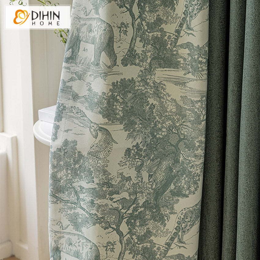 DIHIN HOME Pastoral Green Printed,Blackout Grommet Window Curtain for Living Room,52x63-inch,1 Panel Roman Shades Curtains Window Blinds custom curtains blackout curtains curtains for living room sheer curtains curtain fabric linen curtains kitchen curtains velvet curtains pinch pleat curtains bay window curtains outdoor curtains pleated curtains floral curtains dining room curtains kitchen valances drapes for bedroom patio curtains nursery curtains grommet curtains