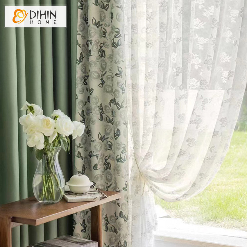 DIHIN HOME Pastoral Green Printed,Grommet Window Curtain for Living Room,52x63-inch,1 Panel Roman Shades Curtains Window Blinds custom curtains blackout curtains curtains for living room sheer curtains curtain fabric linen curtains kitchen curtains velvet curtains pinch pleat curtains bay window curtains outdoor curtains pleated curtains floral curtains dining room curtains kitchen valances drapes for bedroom patio curtains nursery curtains grommet curtains