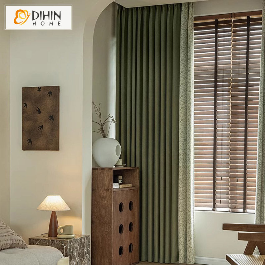 DIHIN HOME Pastoral Green Small Leaves Jacquard,Blackout Grommet Window Curtain Customized Curtain Drapes for Living Room Roman Shades Curtains Window Blinds custom curtains blackout curtains curtains for living room sheer curtains curtain fabric linen curtains kitchen curtains velvet curtains pinch pleat curtains bay window curtains outdoor curtains pleated curtains floral curtains dining room curtains kitchen valances drapes for bedroom patio curtains nursery curtains grommet curtains
