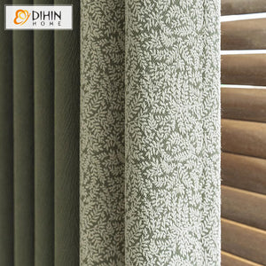 DIHIN HOME Pastoral Green Small Leaves Jacquard,Blackout Grommet Window Curtain Customized Curtain Drapes for Living Room Roman Shades Curtains Window Blinds custom curtains blackout curtains curtains for living room sheer curtains curtain fabric linen curtains kitchen curtains velvet curtains pinch pleat curtains bay window curtains outdoor curtains pleated curtains floral curtains dining room curtains kitchen valances drapes for bedroom patio curtains nursery curtains grommet curtains