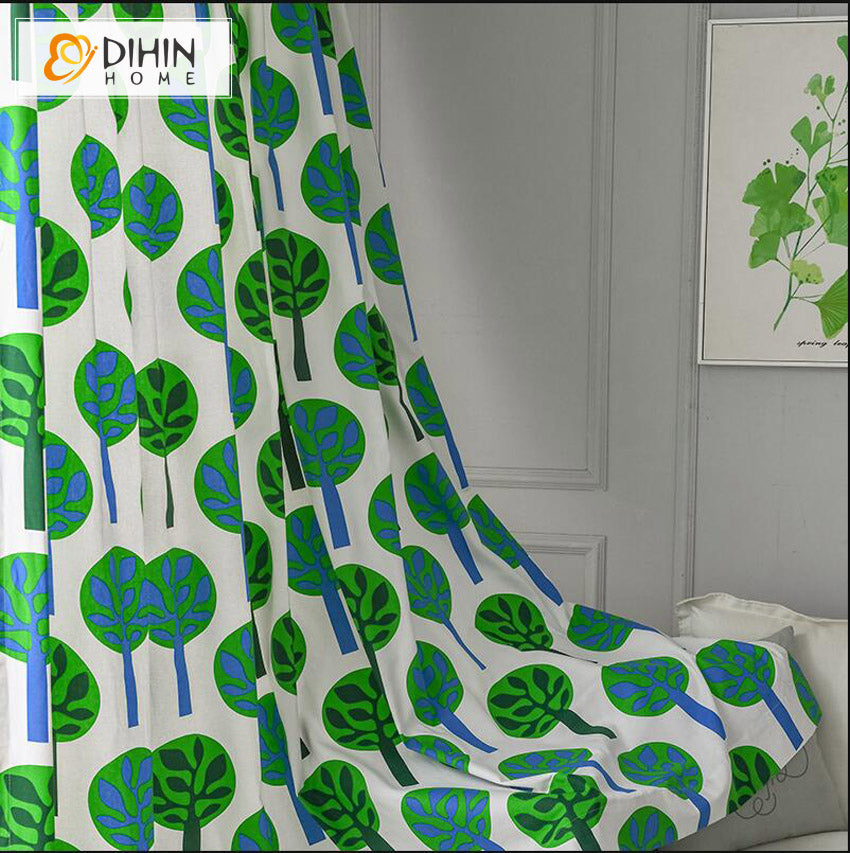 DIHIN HOME Pastoral Green Trees Printed,Half Blackout Grommet Window Curtain for Living Room ,52x63-inch,1 Panel Roman Shades Curtains Window Blinds custom curtains blackout curtains curtains for living room sheer curtains curtain fabric linen curtains kitchen curtains velvet curtains pinch pleat curtains bay window curtains outdoor curtains pleated curtains floral curtains dining room curtains kitchen valances drapes for bedroom patio curtains nursery curtains grommet curtains