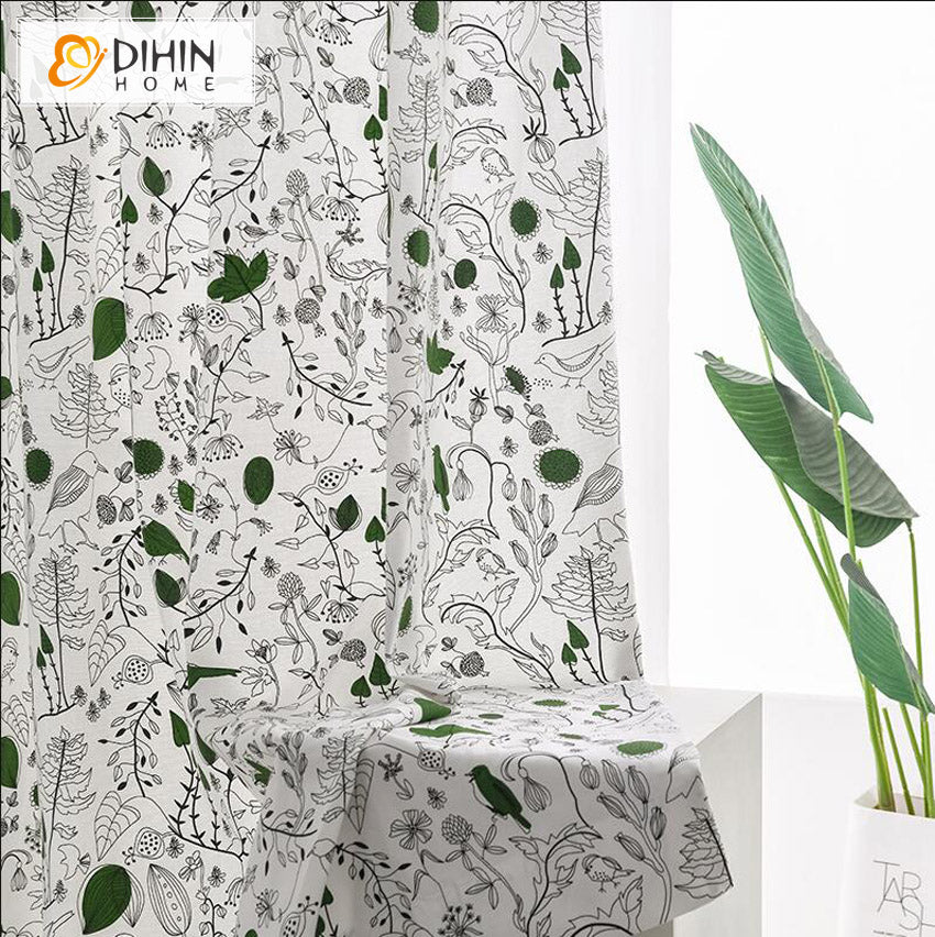 DIHIN HOME Pastoral Hand-painted Bird Printed,Half Blackout Grommet Window Curtain for Living Room ,52x63-inch,1 Panel Roman Shades Curtains Window Blinds custom curtains blackout curtains curtains for living room sheer curtains curtain fabric linen curtains kitchen curtains velvet curtains pinch pleat curtains bay window curtains outdoor curtains pleated curtains floral curtains dining room curtains kitchen valances drapes for bedroom patio curtains nursery curtains grommet curtains