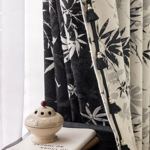 DIHIN HOME Pastoral Ink Bamboo Leaves Jacuqard,Blackout Grommet Window Curtain Customized Curtain Drapes for Living Room Roman Shades Curtains Window Blinds custom curtains blackout curtains curtains for living room sheer curtains curtain fabric linen curtains kitchen curtains velvet curtains pinch pleat curtains bay window curtains outdoor curtains pleated curtains floral curtains dining room curtains kitchen valances drapes for bedroom patio curtains nursery curtains grommet curtains