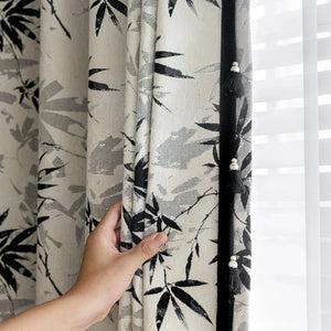 DIHIN HOME Pastoral Ink Bamboo Leaves Jacuqard,Blackout Grommet Window Curtain Customized Curtain Drapes for Living Room Roman Shades Curtains Window Blinds custom curtains blackout curtains curtains for living room sheer curtains curtain fabric linen curtains kitchen curtains velvet curtains pinch pleat curtains bay window curtains outdoor curtains pleated curtains floral curtains dining room curtains kitchen valances drapes for bedroom patio curtains nursery curtains grommet curtains