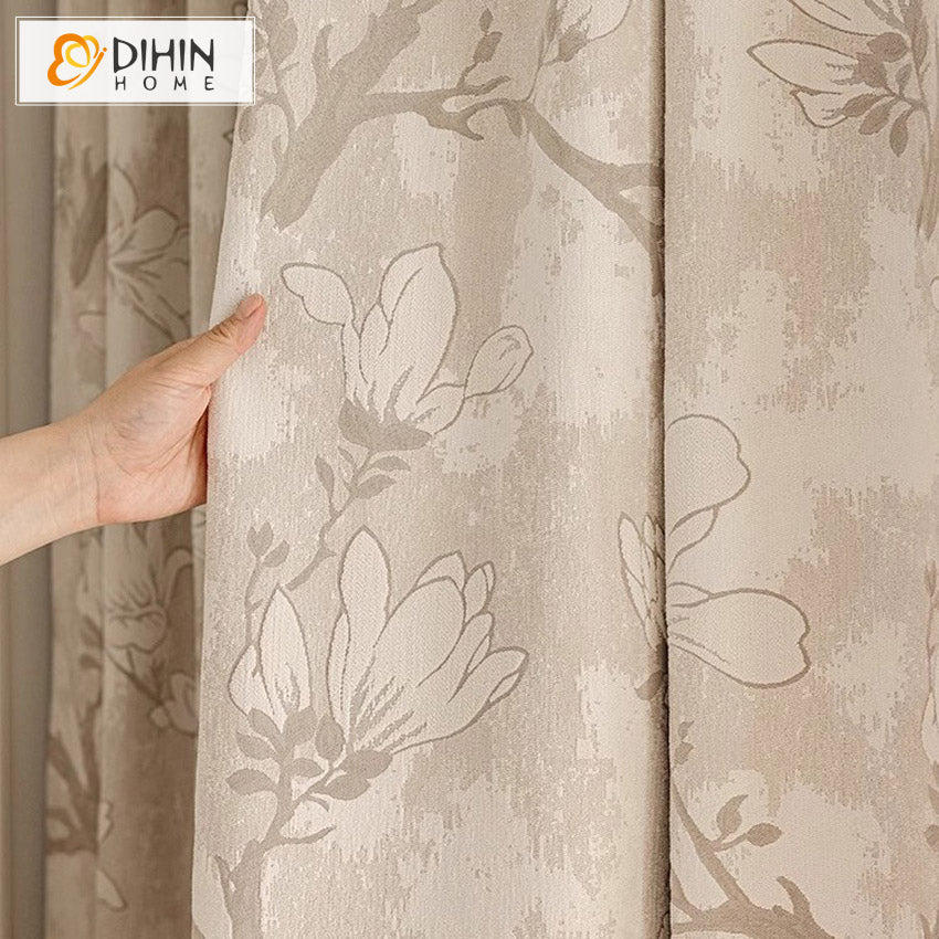 DIHIN HOME Pastoral Jacquard,Blackout Grommet Window Curtain For Living Room ,52x63-inch,1 Panel Roman Shades Curtains Window Blinds custom curtains blackout curtains curtains for living room sheer curtains curtain fabric linen curtains kitchen curtains velvet curtains pinch pleat curtains bay window curtains outdoor curtains pleated curtains floral curtains dining room curtains kitchen valances drapes for bedroom patio curtains nursery curtains grommet curtains