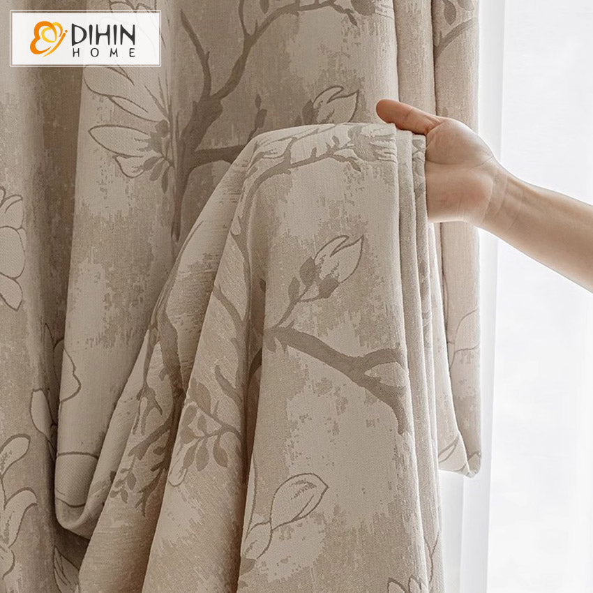 DIHIN HOME Pastoral Jacquard,Blackout Grommet Window Curtain For Living Room ,52x63-inch,1 Panel Roman Shades Curtains Window Blinds custom curtains blackout curtains curtains for living room sheer curtains curtain fabric linen curtains kitchen curtains velvet curtains pinch pleat curtains bay window curtains outdoor curtains pleated curtains floral curtains dining room curtains kitchen valances drapes for bedroom patio curtains nursery curtains grommet curtains