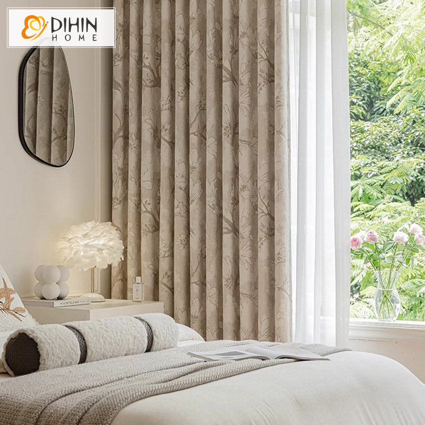 DIHIN HOME Pastoral Jacquard,Blackout Grommet Window Curtain For Living Room ,52x63-inch,1 Panel Roman Shades Curtains Window Blinds custom curtains blackout curtains curtains for living room sheer curtains curtain fabric linen curtains kitchen curtains velvet curtains pinch pleat curtains bay window curtains outdoor curtains pleated curtains floral curtains dining room curtains kitchen valances drapes for bedroom patio curtains nursery curtains grommet curtains