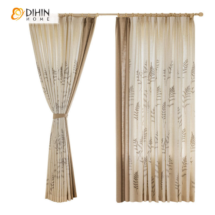 DIHIN HOME Pastoral Leaves Embroidered,Blackout Grommet Window Curtain for Living Room ,52x63-inch,1 Panel Roman Shades Curtains Window Blinds custom curtains blackout curtains curtains for living room sheer curtains curtain fabric linen curtains kitchen curtains velvet curtains pinch pleat curtains bay window curtains outdoor curtains pleated curtains floral curtains dining room curtains kitchen valances drapes for bedroom patio curtains nursery curtains grommet curtains