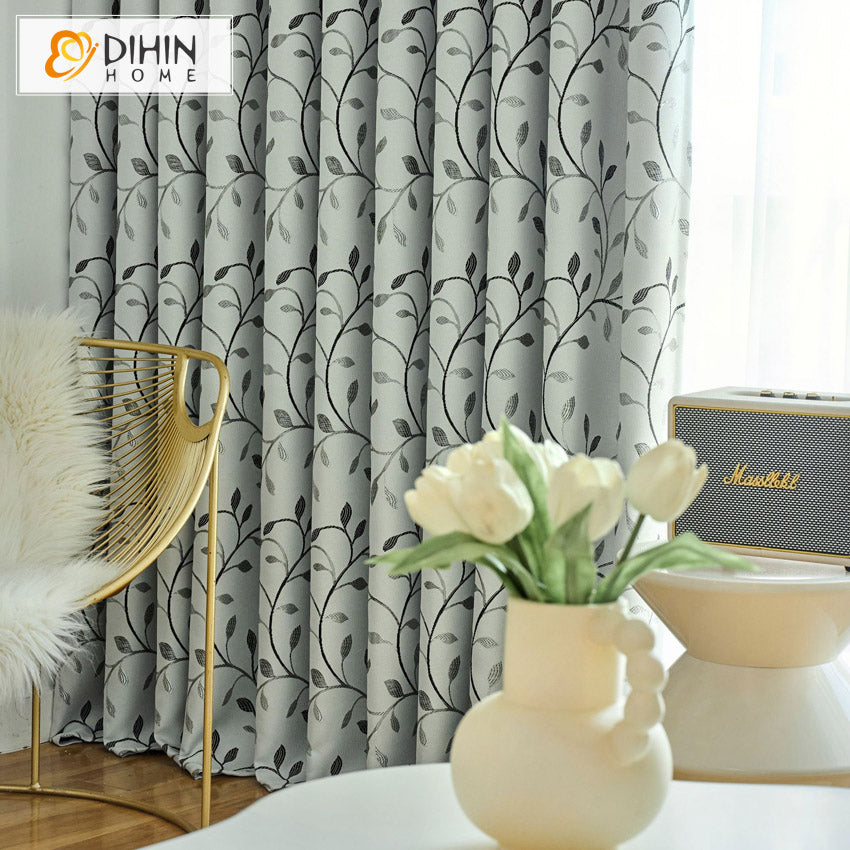 DIHIN HOME Pastoral Leaves Jacquard,Grommet Window Curtain for Living Room,52x63-inch,1 Panel Roman Shades Curtains Window Blinds custom curtains blackout curtains curtains for living room sheer curtains curtain fabric linen curtains kitchen curtains velvet curtains pinch pleat curtains bay window curtains outdoor curtains pleated curtains floral curtains dining room curtains kitchen valances drapes for bedroom patio curtains nursery curtains grommet curtains