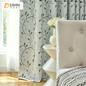 DIHIN HOME Pastoral Leaves Jacquard,Grommet Window Curtain for Living Room,52x63-inch,1 Panel Roman Shades Curtains Window Blinds custom curtains blackout curtains curtains for living room sheer curtains curtain fabric linen curtains kitchen curtains velvet curtains pinch pleat curtains bay window curtains outdoor curtains pleated curtains floral curtains dining room curtains kitchen valances drapes for bedroom patio curtains nursery curtains grommet curtains