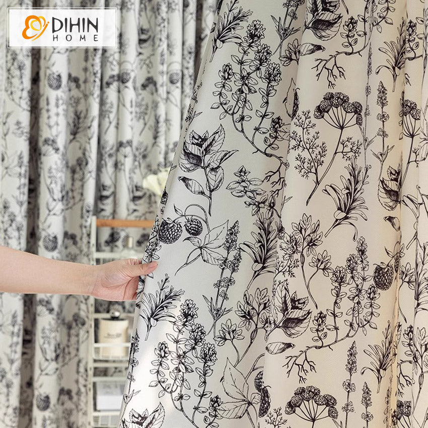 DIHIN HOME Pastoral Leaves Printed,Blackout Grommet Window Curtain Customized Curtain Drapes for Living Room Roman Shades Curtains Window Blinds custom curtains blackout curtains curtains for living room sheer curtains curtain fabric linen curtains kitchen curtains velvet curtains pinch pleat curtains bay window curtains outdoor curtains pleated curtains floral curtains dining room curtains kitchen valances drapes for bedroom patio curtains nursery curtains grommet curtains