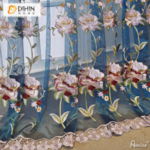 DIHIN HOME Pastoral Luxury Flowers Embroidered,Grommet Window Sheer Curtain for Living Room ,52x63-inch,1 Panel Roman Shades Curtains Window Blinds custom curtains blackout curtains curtains for living room sheer curtains curtain fabric linen curtains kitchen curtains velvet curtains pinch pleat curtains bay window curtains outdoor curtains pleated curtains floral curtains dining room curtains kitchen valances drapes for bedroom patio curtains nursery curtains grommet curtains
