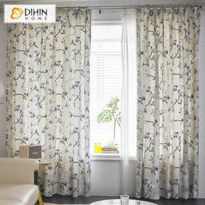 DIHIN HOME Pastoral Magnolia Printed,Half Blackout Grommet Window Curtain for Living Room ,52x63-inch,1 Panel Roman Shades Curtains Window Blinds custom curtains blackout curtains curtains for living room sheer curtains curtain fabric linen curtains kitchen curtains velvet curtains pinch pleat curtains bay window curtains outdoor curtains pleated curtains floral curtains dining room curtains kitchen valances drapes for bedroom patio curtains nursery curtains grommet curtains