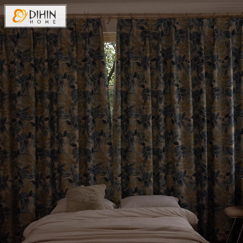 DIHIN HOME Pastoral Natural Blue Leaves Printed,Grommet Window Curtain for Living Room,Customzied Curtains Roman Shades Curtains Window Blinds custom curtains blackout curtains curtains for living room sheer curtains curtain fabric linen curtains kitchen curtains velvet curtains pinch pleat curtains bay window curtains outdoor curtains pleated curtains floral curtains dining room curtains kitchen valances drapes for bedroom patio curtains nursery curtains grommet curtains