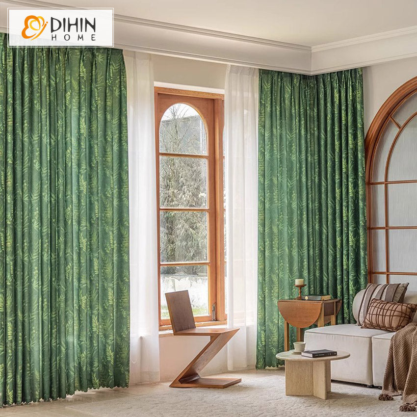 DIHIN HOME Pastoral Natural Green Leaves Printed,Grommet Window Curtain for Living Room,Customzied Curtains Roman Shades Curtains Window Blinds custom curtains blackout curtains curtains for living room sheer curtains curtain fabric linen curtains kitchen curtains velvet curtains pinch pleat curtains bay window curtains outdoor curtains pleated curtains floral curtains dining room curtains kitchen valances drapes for bedroom patio curtains nursery curtains grommet curtains