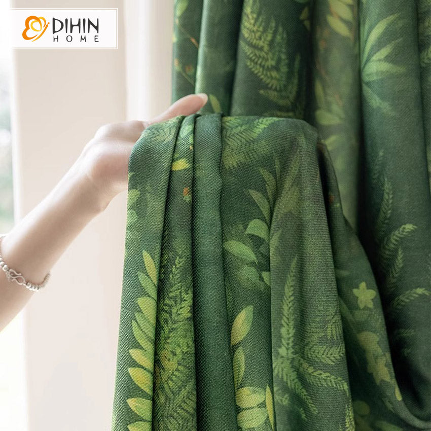 DIHIN HOME Pastoral Natural Green Leaves Printed,Grommet Window Curtain for Living Room,Customzied Curtains Roman Shades Curtains Window Blinds custom curtains blackout curtains curtains for living room sheer curtains curtain fabric linen curtains kitchen curtains velvet curtains pinch pleat curtains bay window curtains outdoor curtains pleated curtains floral curtains dining room curtains kitchen valances drapes for bedroom patio curtains nursery curtains grommet curtains